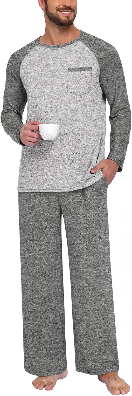 Aodemo Mens Pajamas Set 2 Piece Loungewear Soft Pjs Sets S-4XL