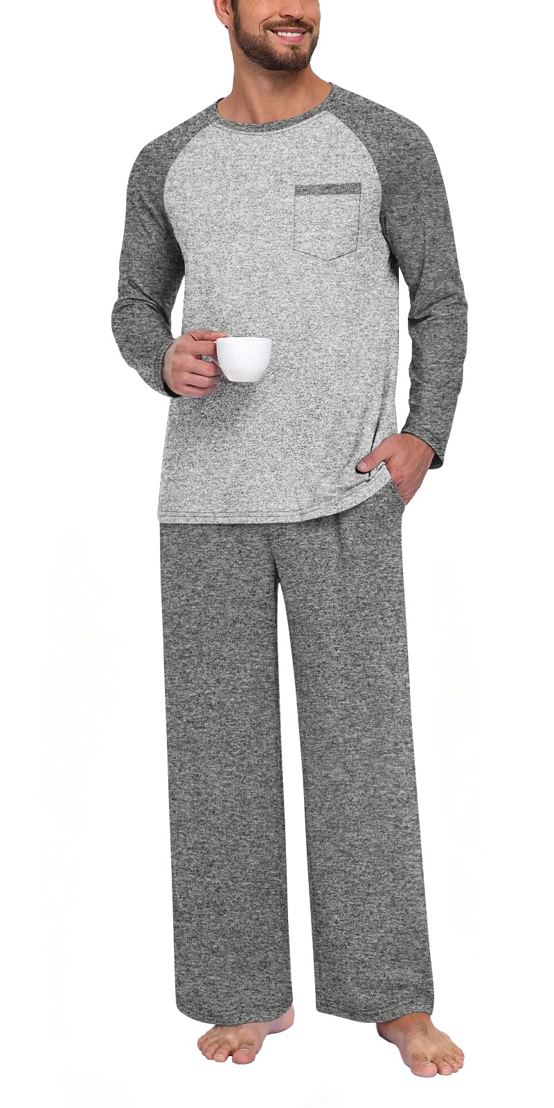 Aodemo Mens Pajamas Set 2 Piece Loungewear Soft Pjs Sets S-4XL