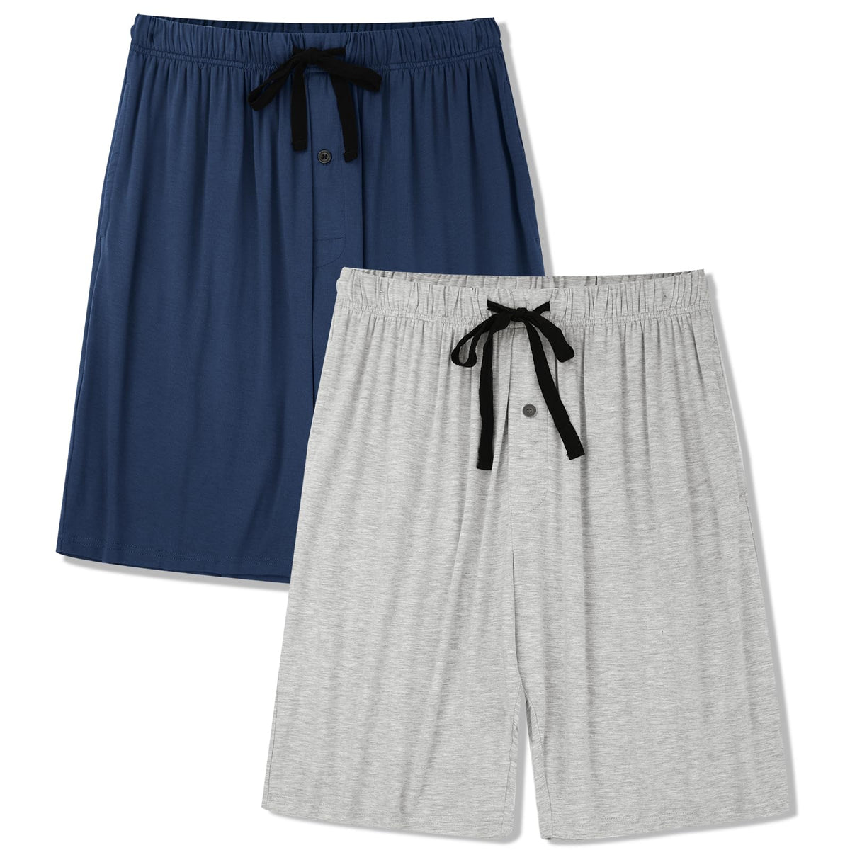 BAMBOO COOL Men's Pajama Shorts Lounge Sleep Shorts with Pockets 2 Pack