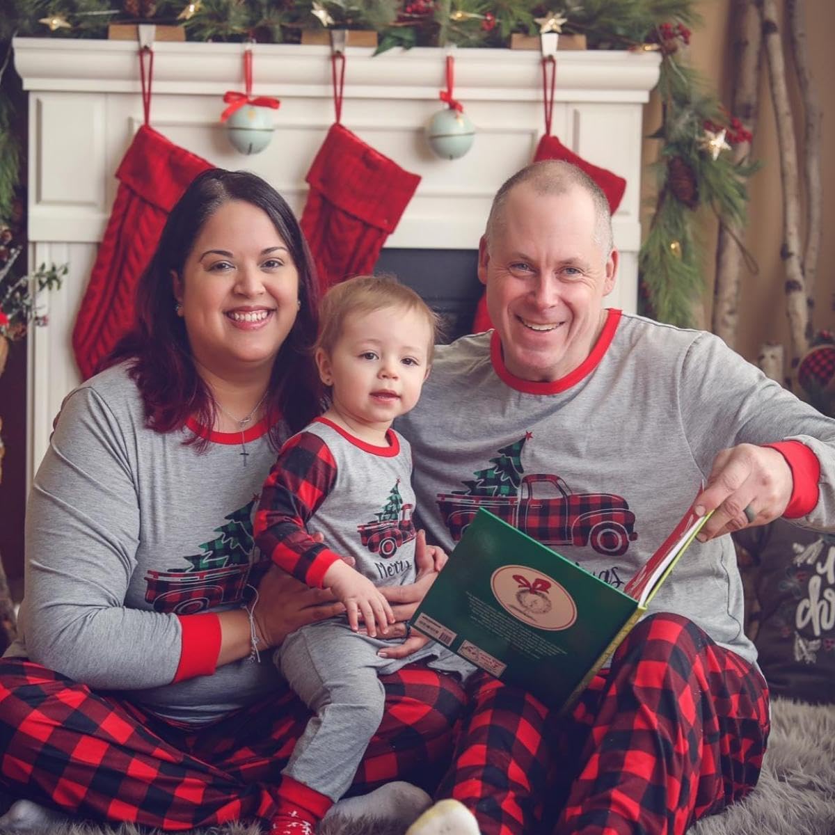 IFFEI Family Christmas Pajamas Matching Sets with Festive Tops and Pockets