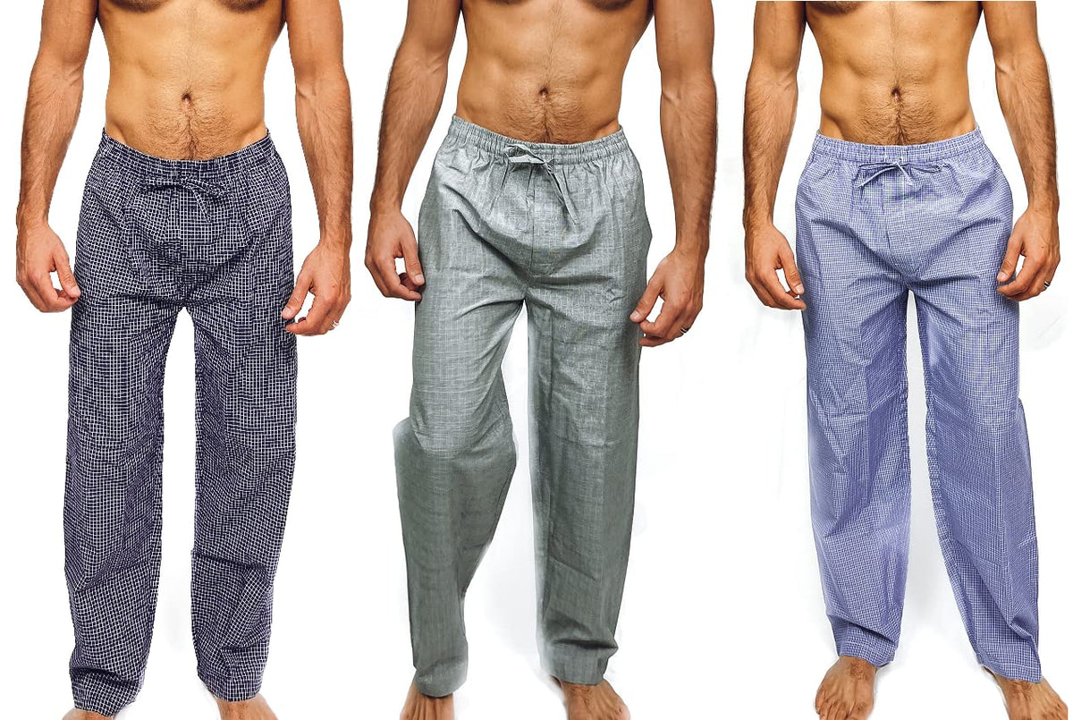 Andrew Scott Men's Drawstring Lounge Pants | Soft Woven Premium Cotton Blended PJ Bottoms | Multi Packs & Colors