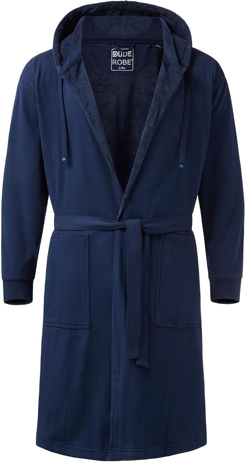 DudeRobe Men's Robe – Hooded TERRY Bath Robe for Men with Pockets | Soft, Comfy Men’s Bathrobe from Shark Tank
