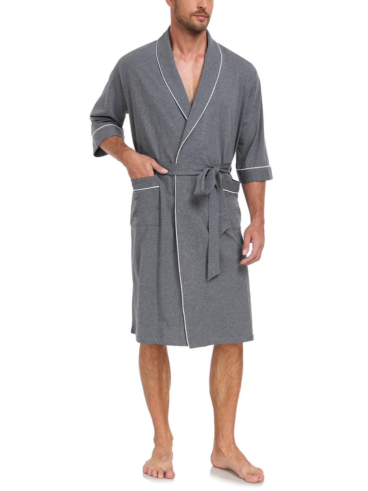100% Cotton Mens Summer Robe Lightweight Bathrobe Multi Color