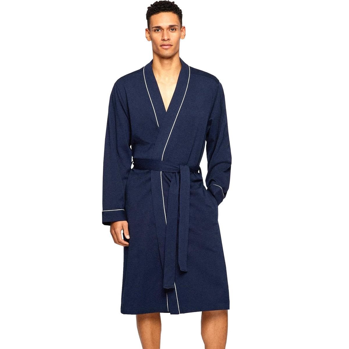 HOLOVE Men's Cotton Lightweight Robes Shower Spa Kimono Bathrobe