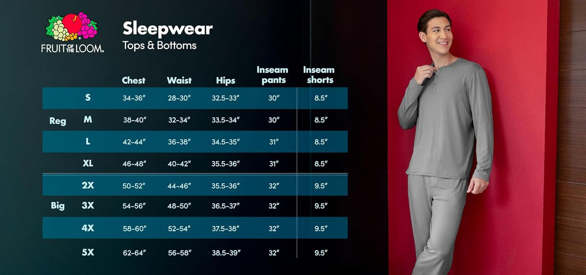 Fruit of the Loom Men's Long Sleeve Broadcloth Pajama Set