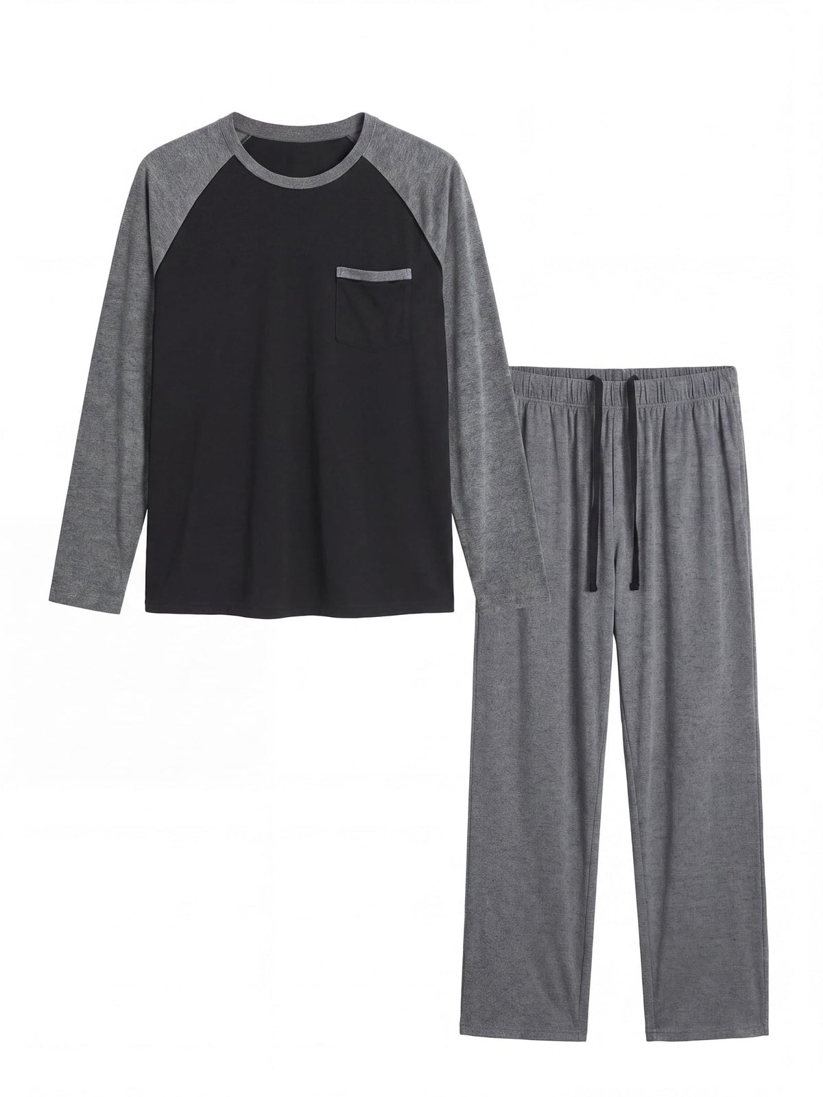 Mens Pajamas Set,Long Sleeve T Shirt Pjs Soft 2 Piece Loungewear With Pants