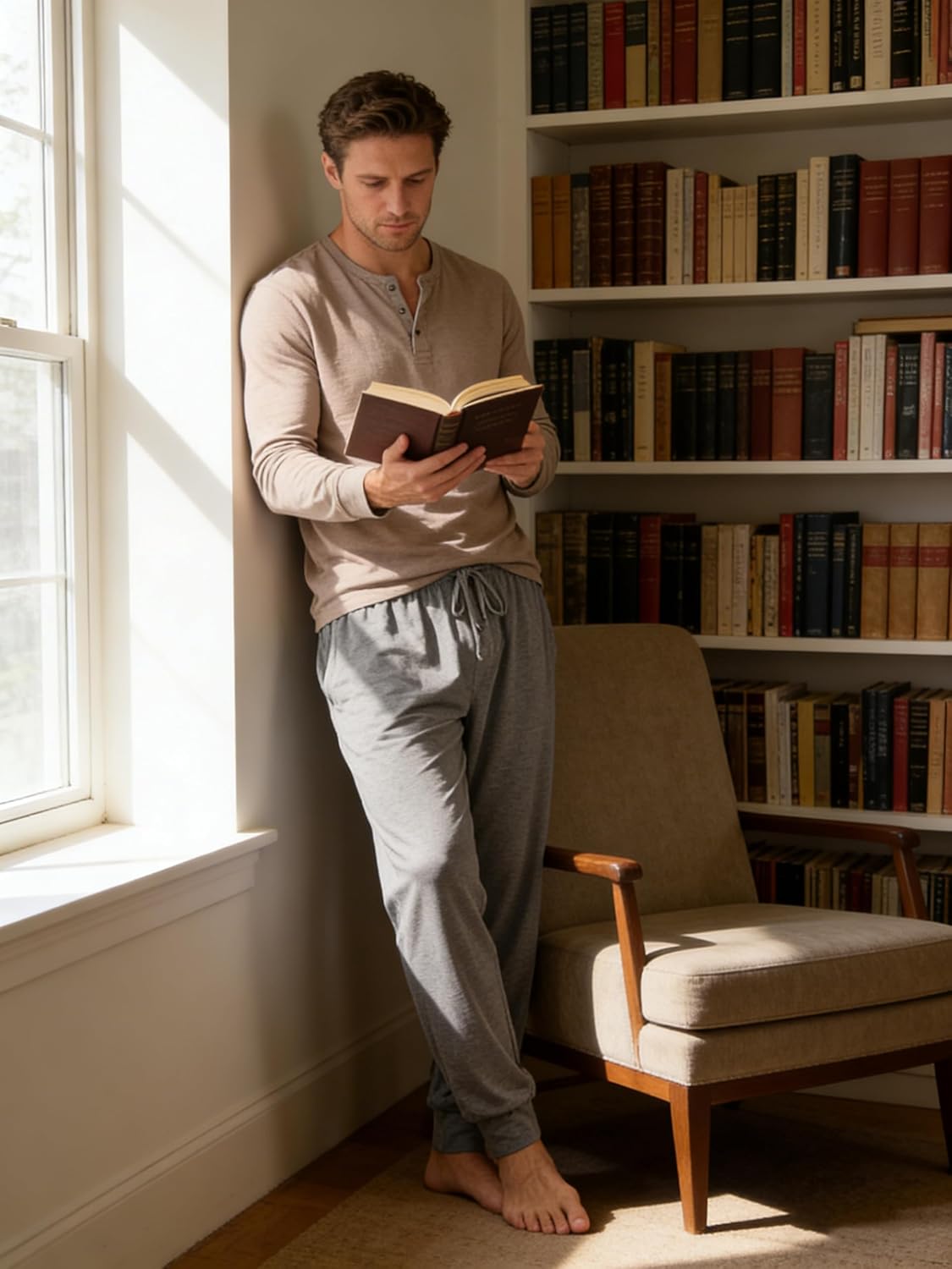 3 Pack Mens Pajama Pants Cotton Jogger Pjs Lightweight Lounge Pant