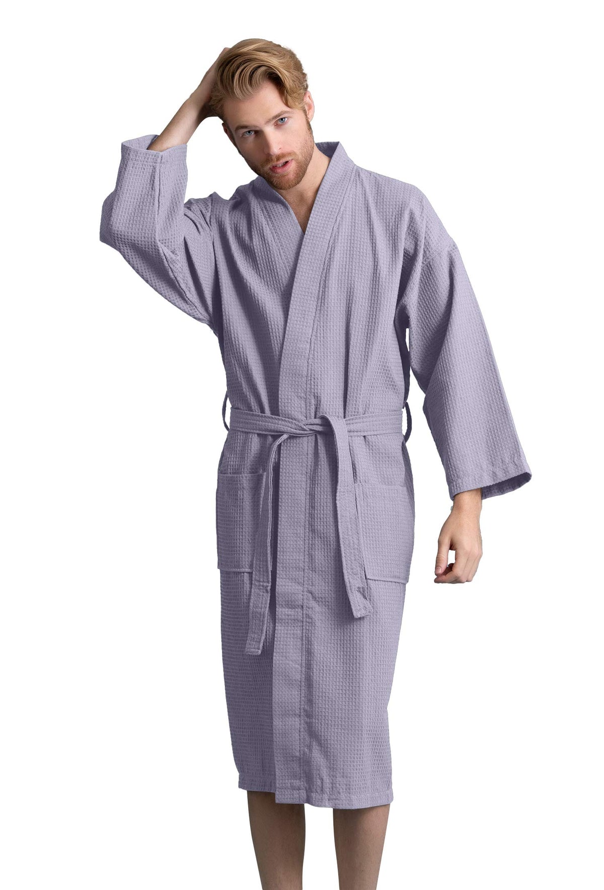 Soft Touch Linen Men's Cotton Waffle Bathrobe, Luxurious & Lightweight, Comfortable & Absorbent, Softness