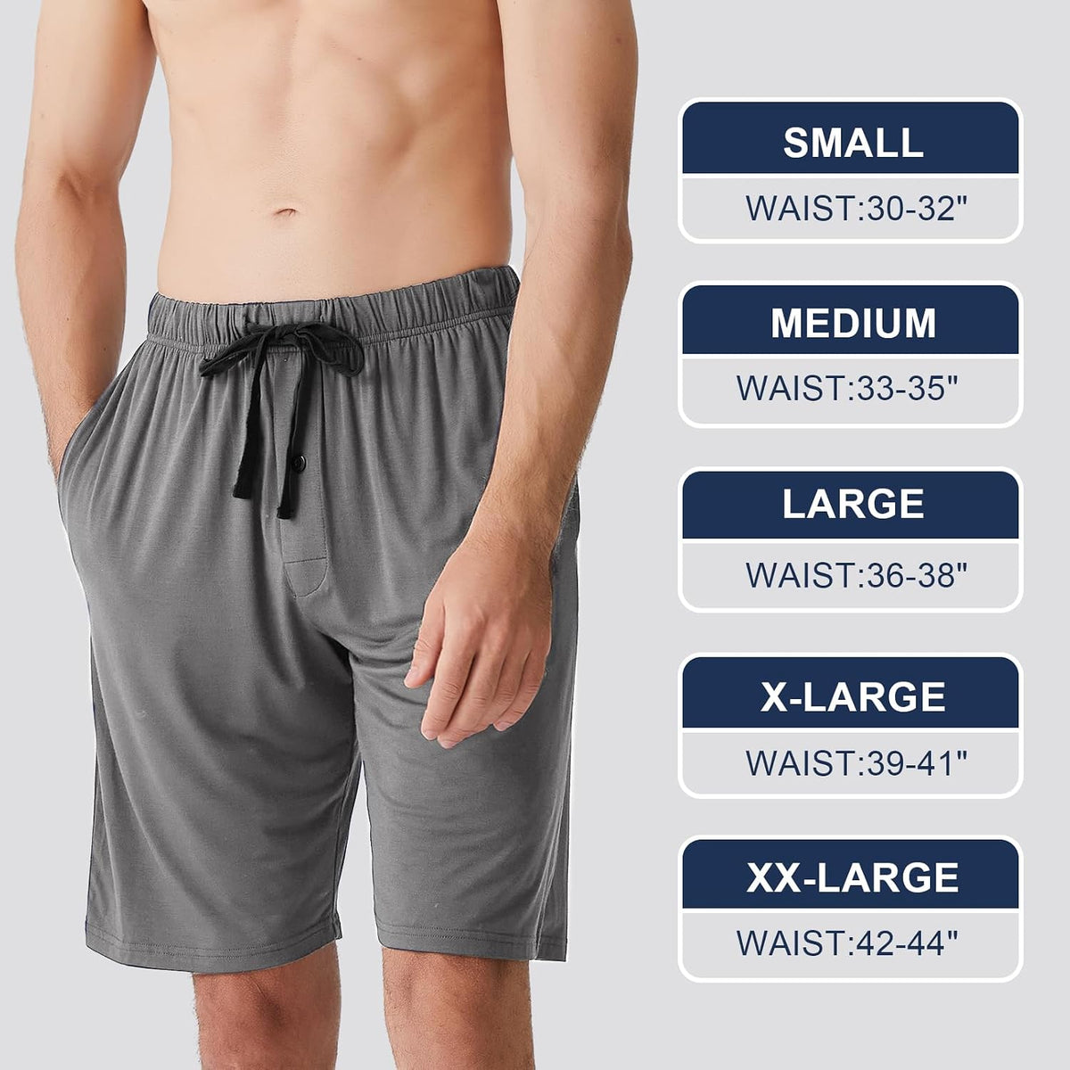 BAMBOO COOL Men's Pajama Shorts Lounge Sleep Shorts with Pockets 2 Pack