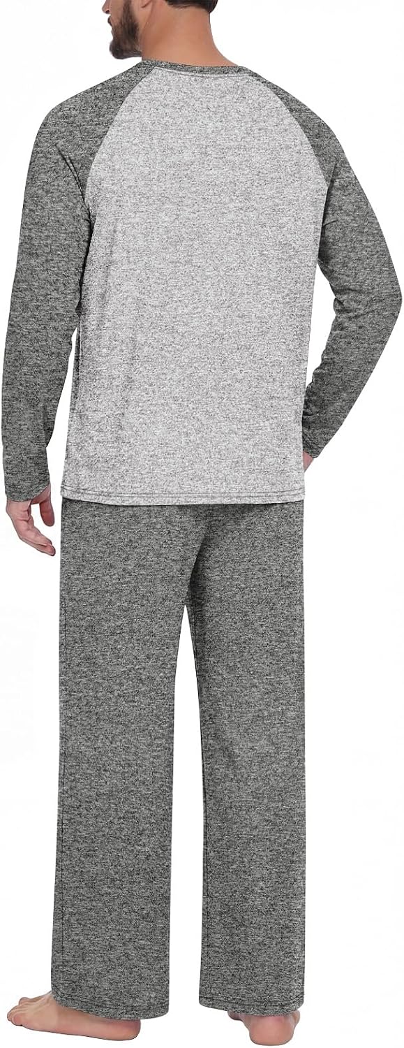 Aodemo Mens Pajamas Set 2 Piece Loungewear Soft Pjs Sets S-4XL