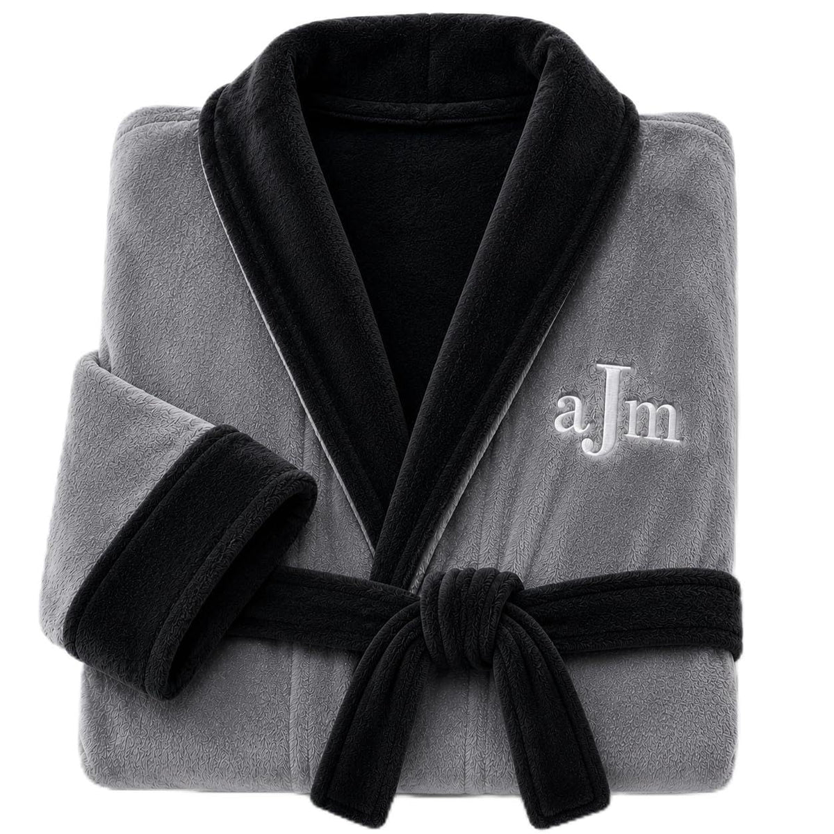 Lotus Linen Personalized Men's Plush Robe - Luxury Hooded Fleece Bathrobe with Custom Embroidery