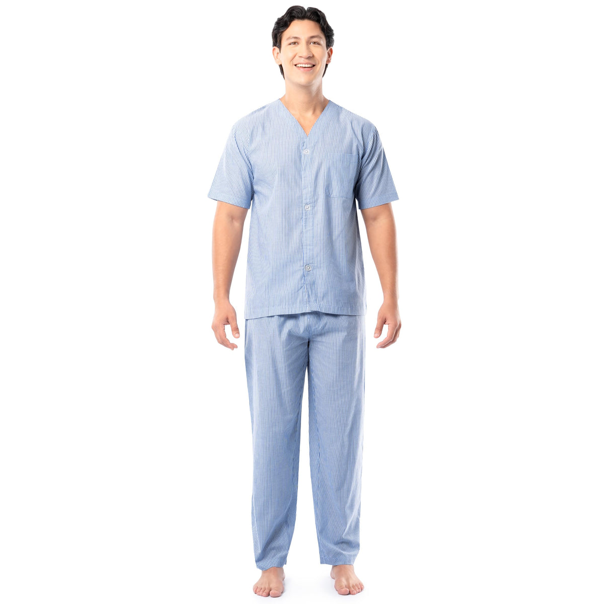 Fruit of the Loom Men's Broadcloth Short Sleeve Top and Long Pants Pajama Set