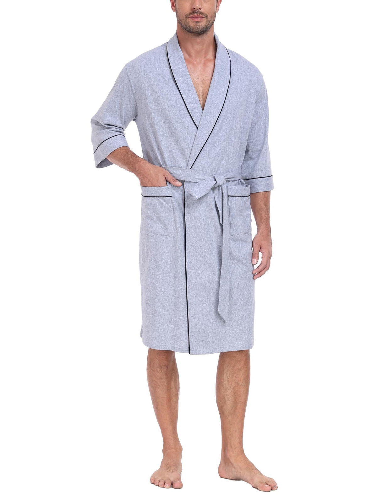 100% Cotton Mens Summer Robe Lightweight Bathrobe Multi Color