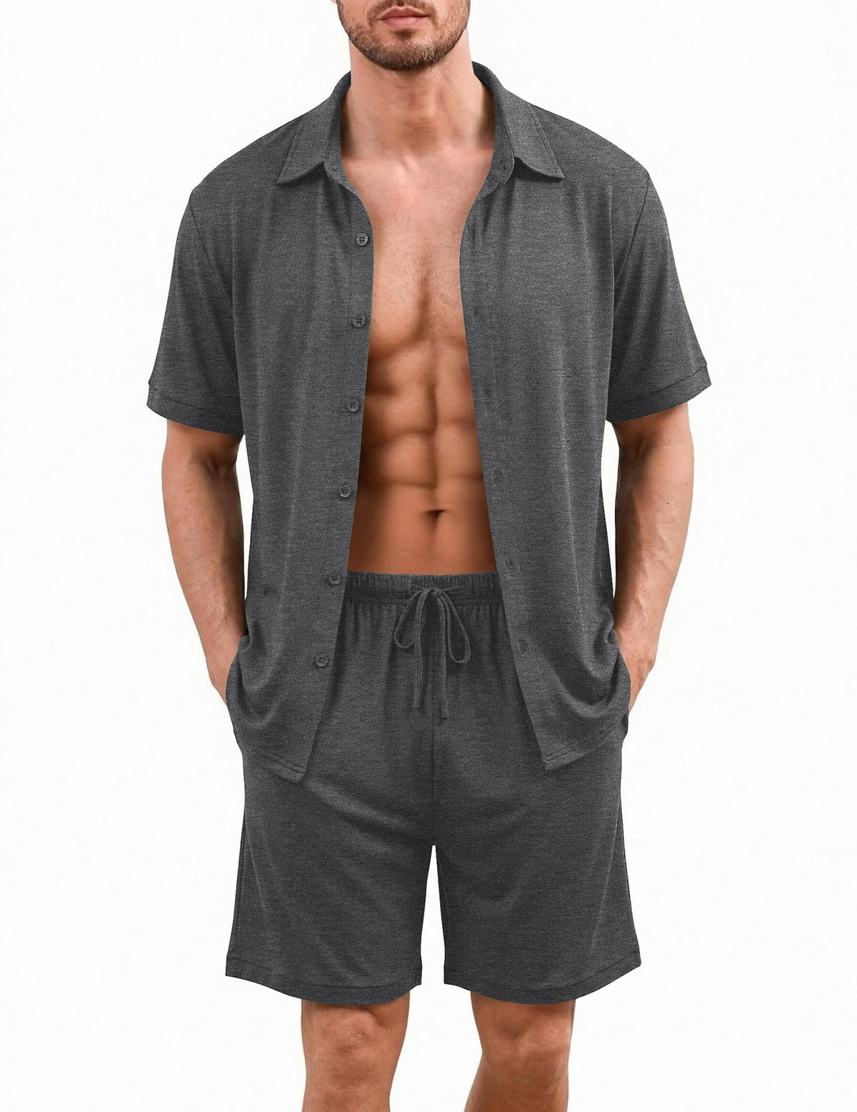 Ekouaer Men's Pajama Sets Button Down Summer Pjs Hawaiian Lounge Set XS-XXL
