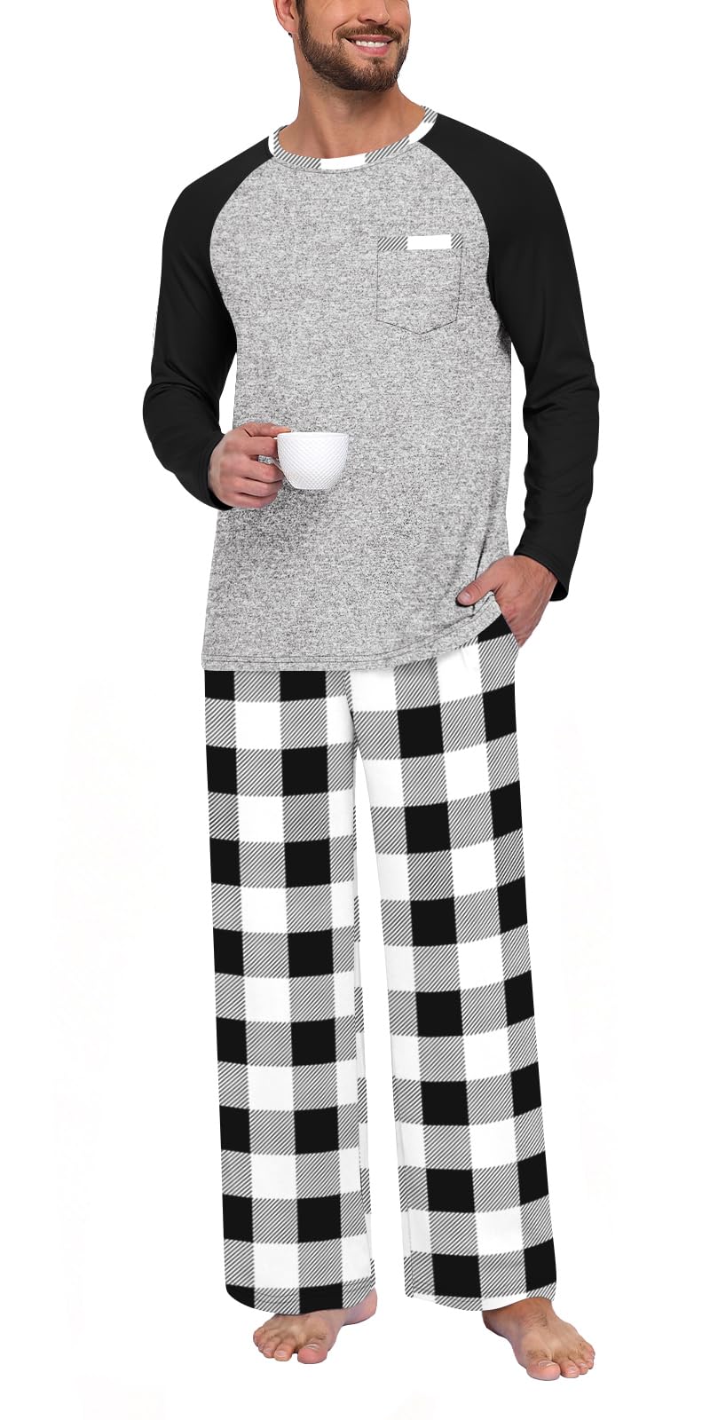 Aodemo Mens Pajamas Set 2 Piece Loungewear Soft Pjs Sets S-4XL