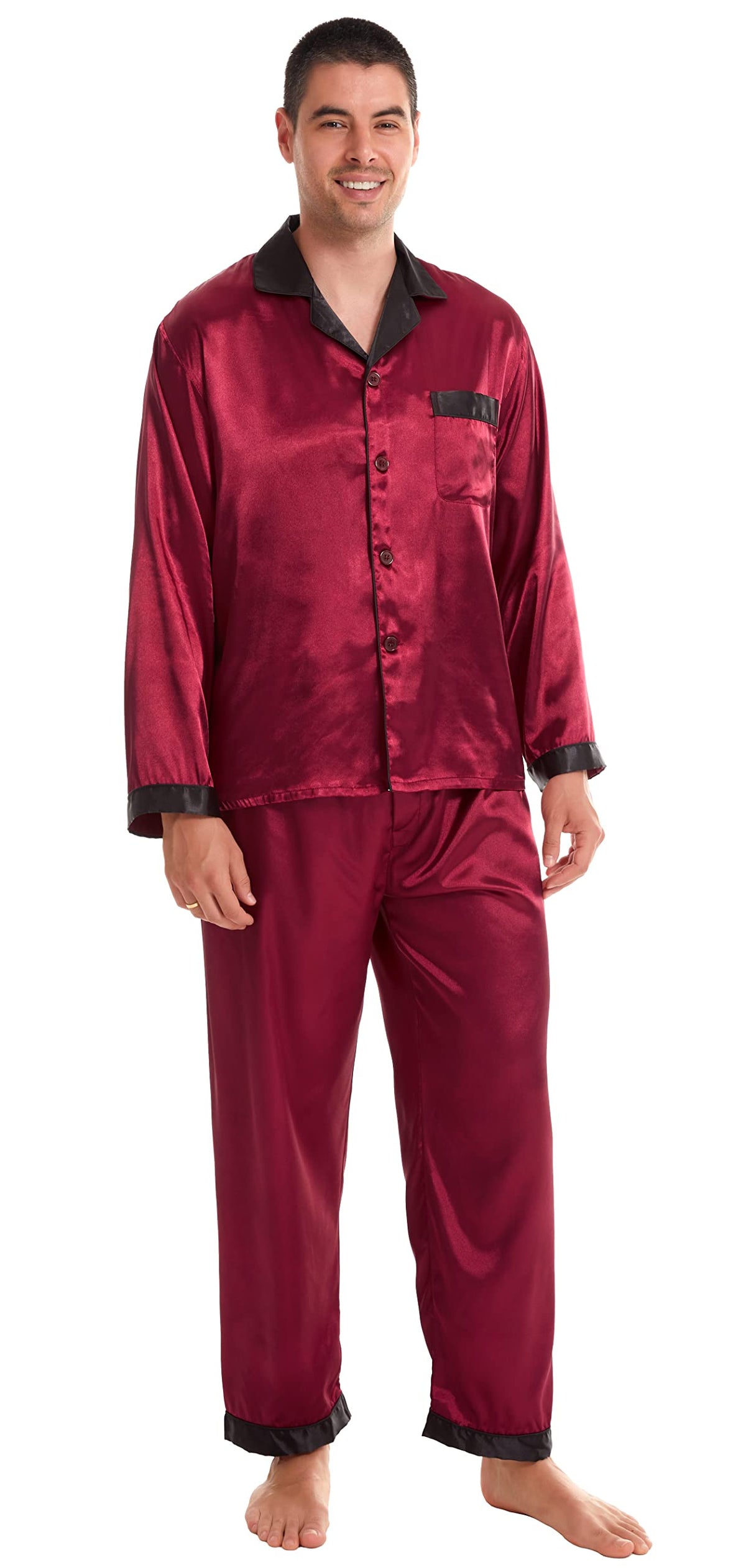 TONY & CANDICE Men's Classic Satin Pajama Set Sleepwear