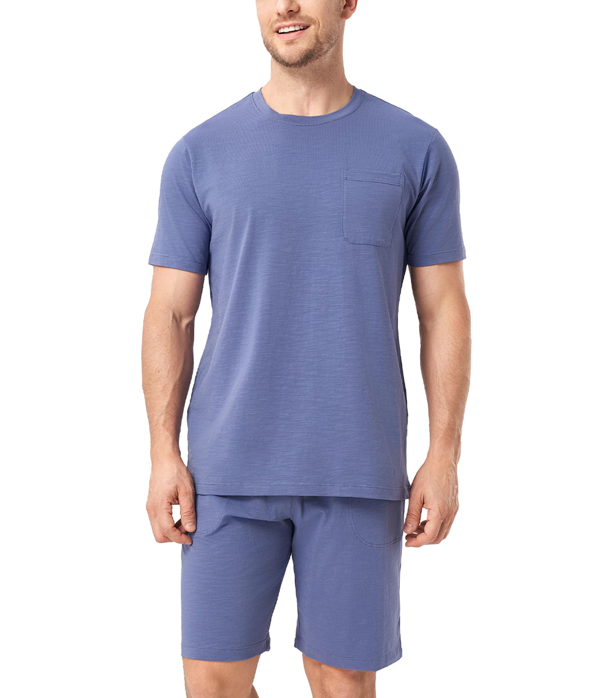 DAVID ARCHY Mens Pajamas Set Cotton Slub Lightweight Summer Sleepwear