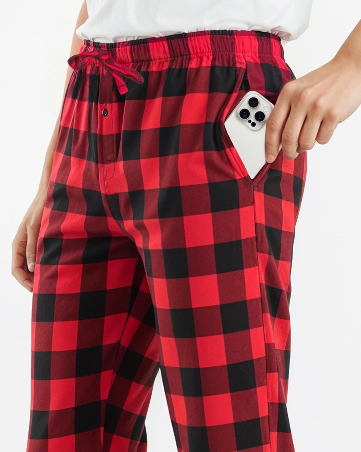 100% Soft Cotton Men Flannel Pajama Pants with Pockets