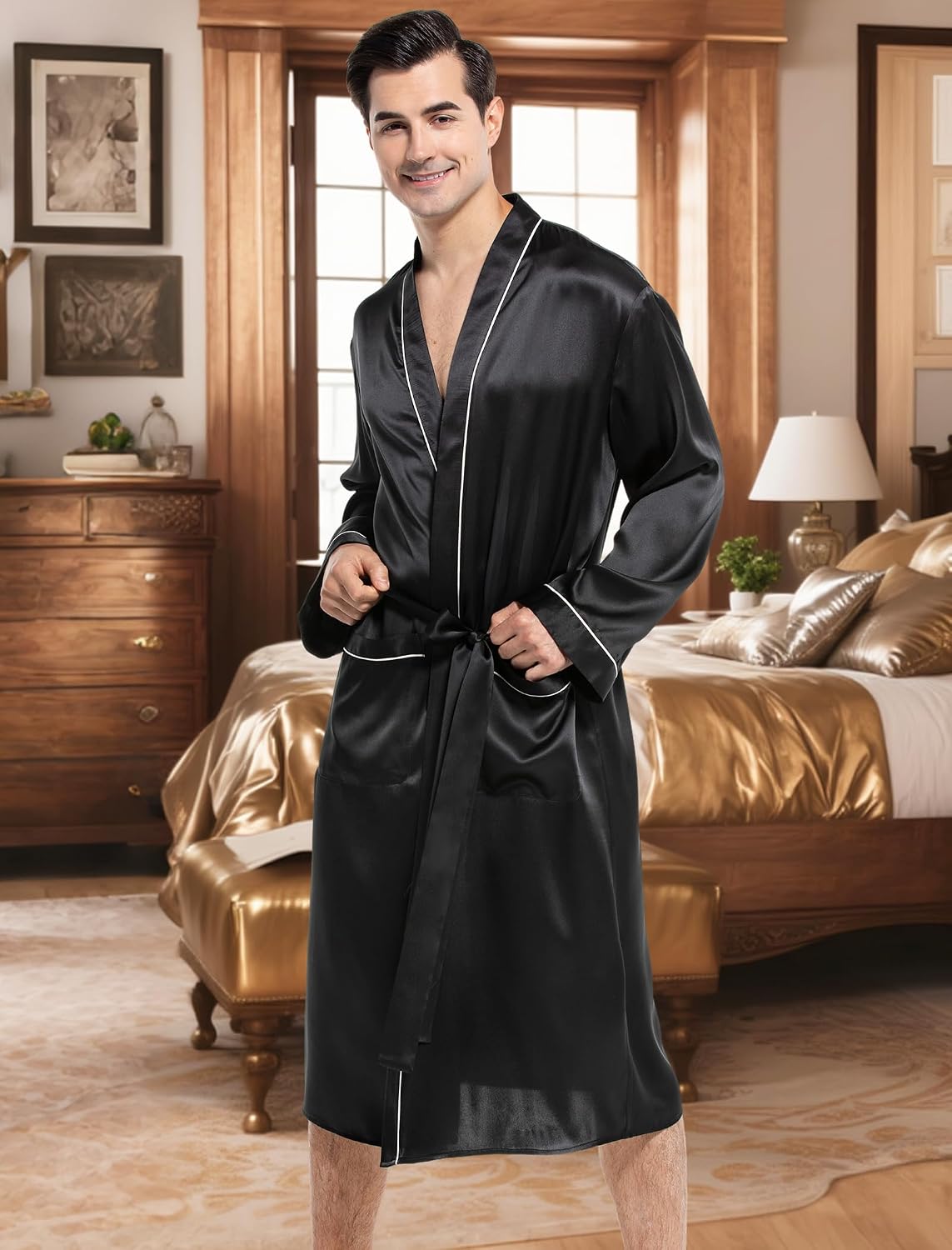 COLD POSH 19MM Mulberry Silk Robe Men Lightweight Kimono