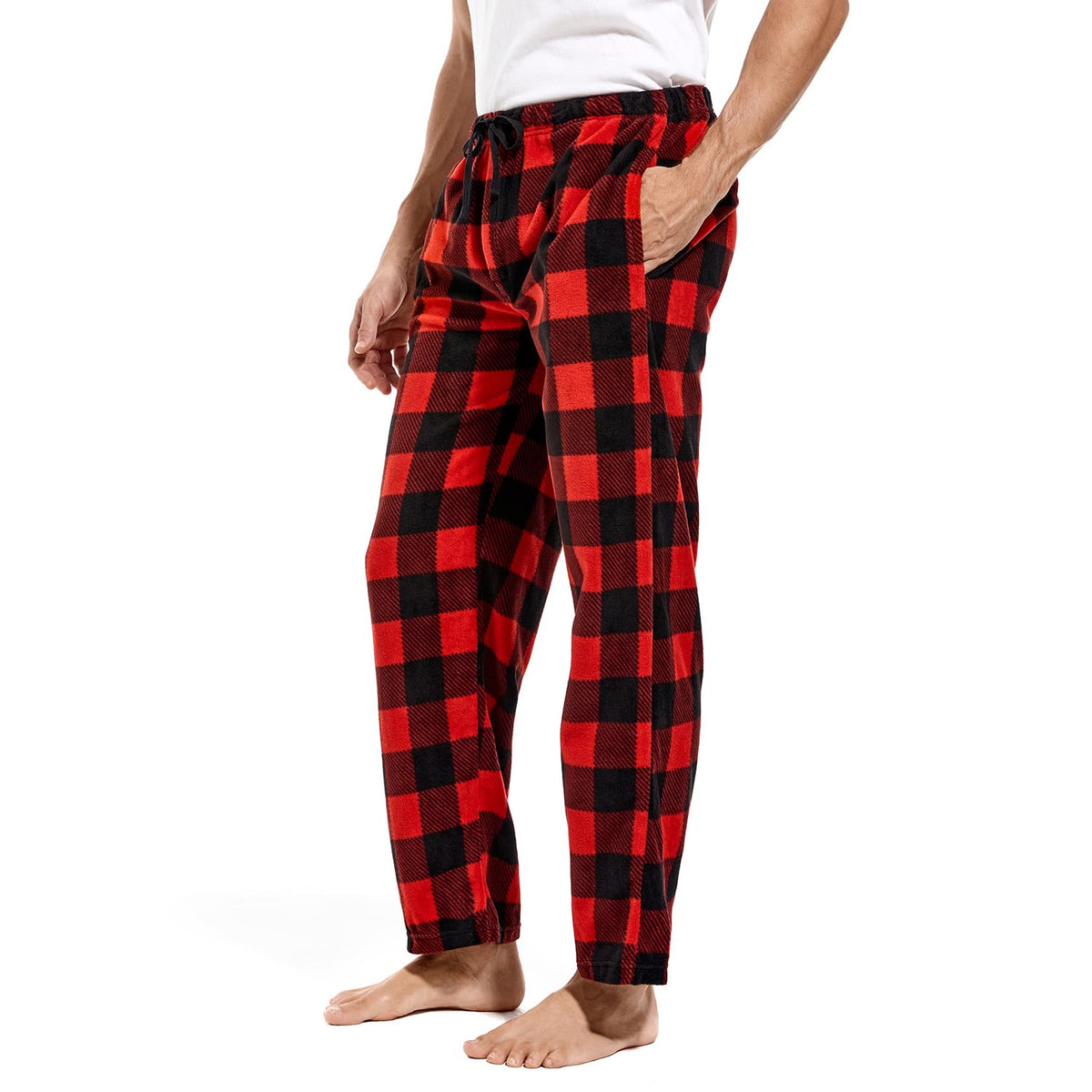 DG Hill 1Pack or 3Pack Mens PJ Pajama Pants Bottoms Fleece Lounge Pants Sleepwear Plaid PJs with Pockets Microfleece