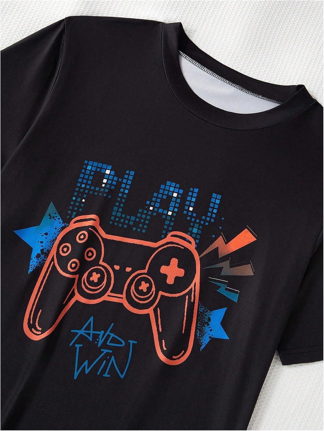 Verdusa Men's Pajamas Set 2 Piece Pjs Sets Short Sleeve Letter Print Tee and Short Lounge Set