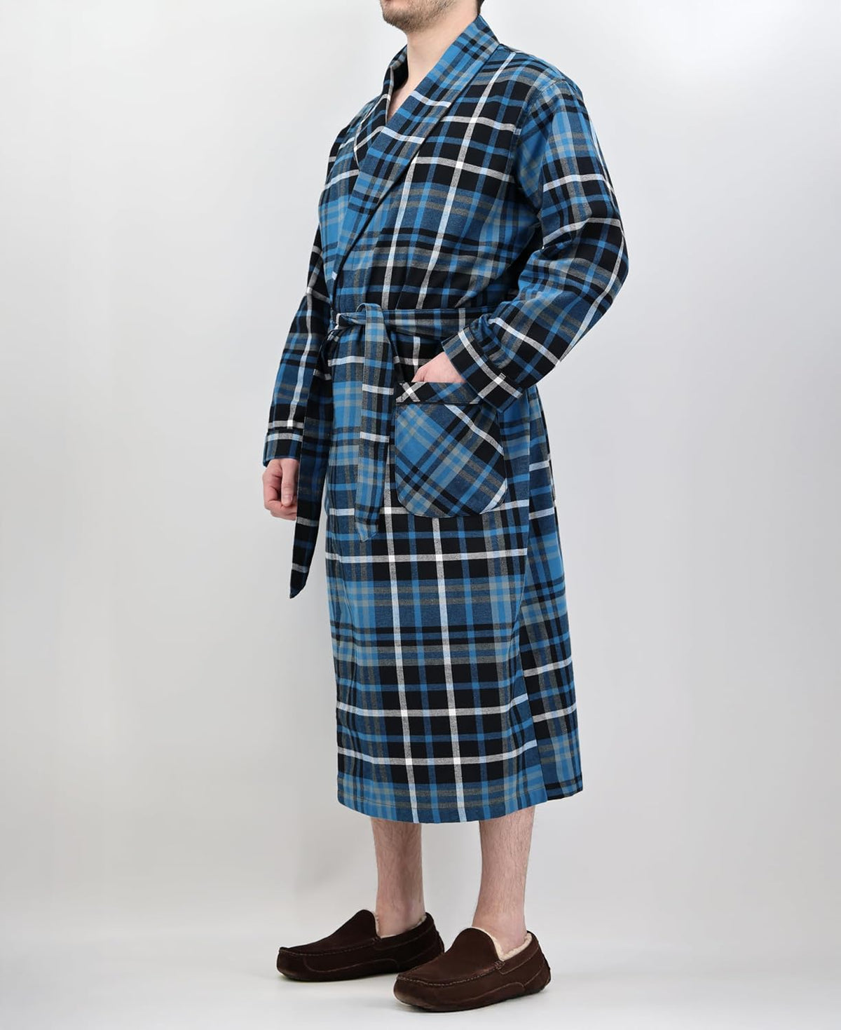 Andrew Scott Mens 2 Pack Long Sleep -Sauna Robe / 100% Cotton Flannel Brush Warm Bathrobe