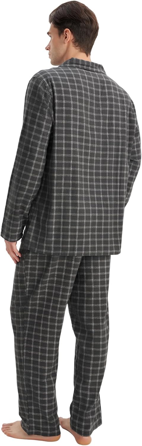 DAVID ARCHY Mens Pajamas Set Flannel Pjs Sets Cotton Pajamas for Men