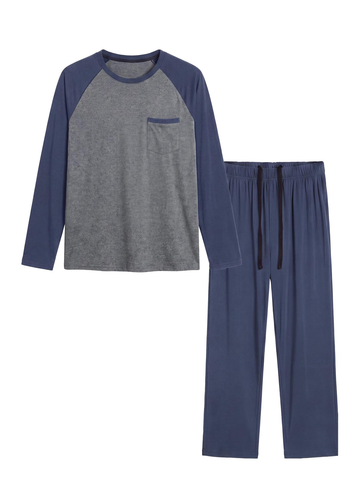 Mens Pajamas Set,Long Sleeve T Shirt Pjs Soft 2 Piece Loungewear With Pants