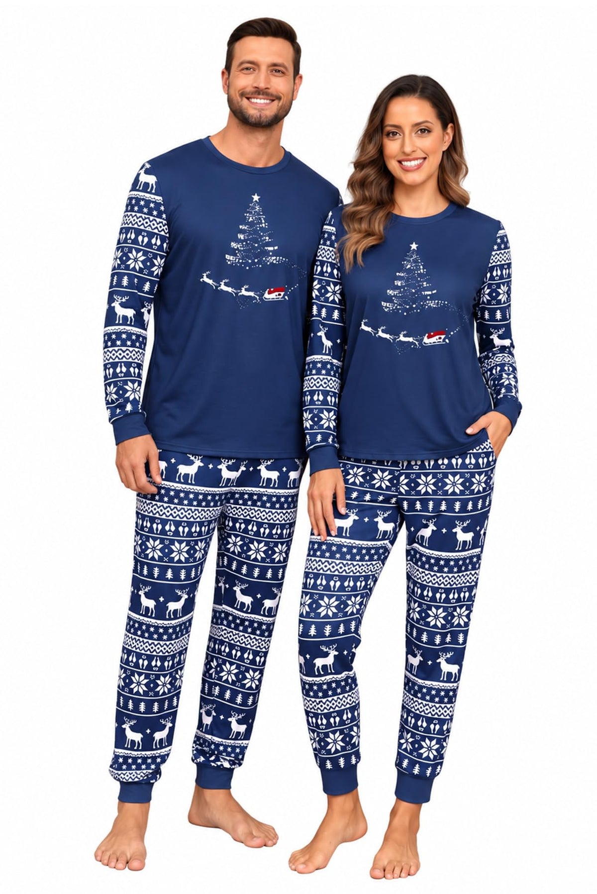 PrinStory Pajamas Set for Men & Women Long Sleeve Soft Sleepwear S-2XL