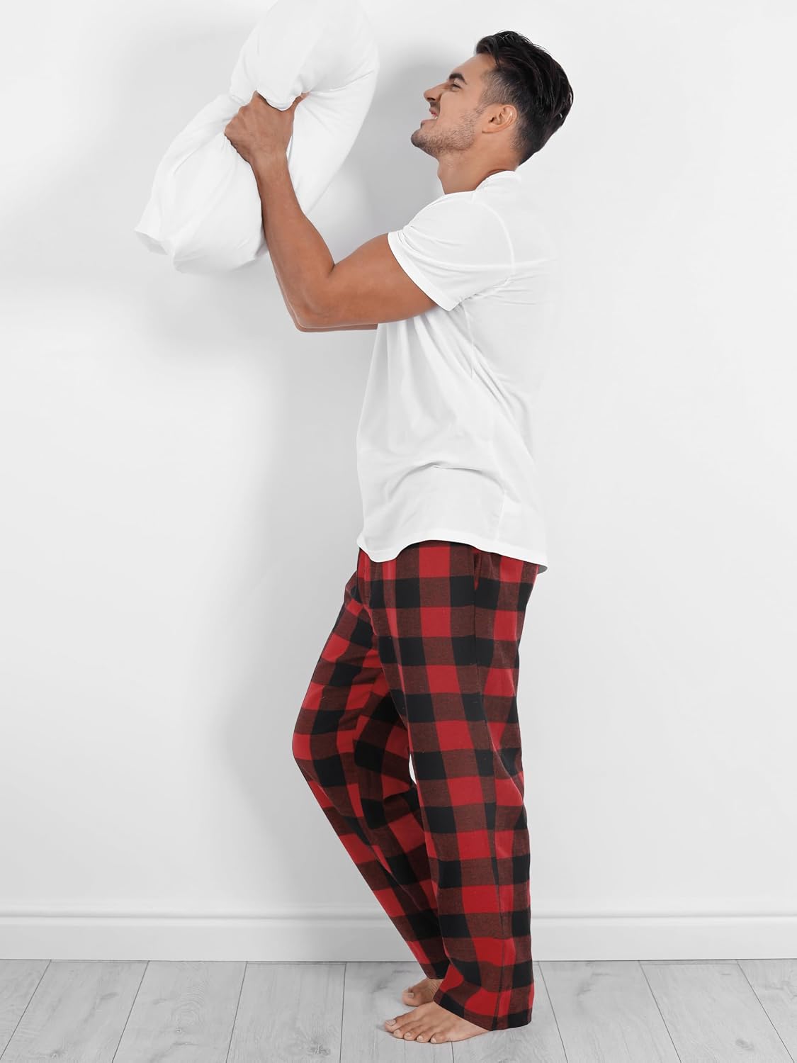 Men's Pajama Pants 3/4 Pack Flannel Plaid Cotton Sleep & Lounge PJ Bottoms
