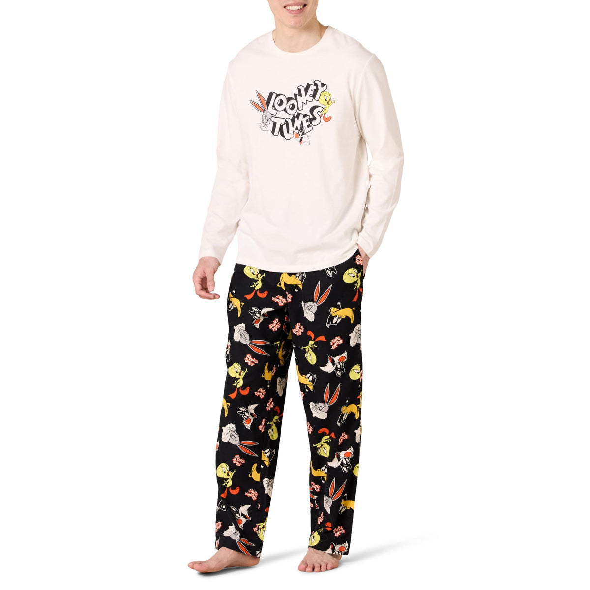 Amazon Essentials Men's 100% Cotton Flannel Pant and Long-Sleeve T-Shirt Pajama Set