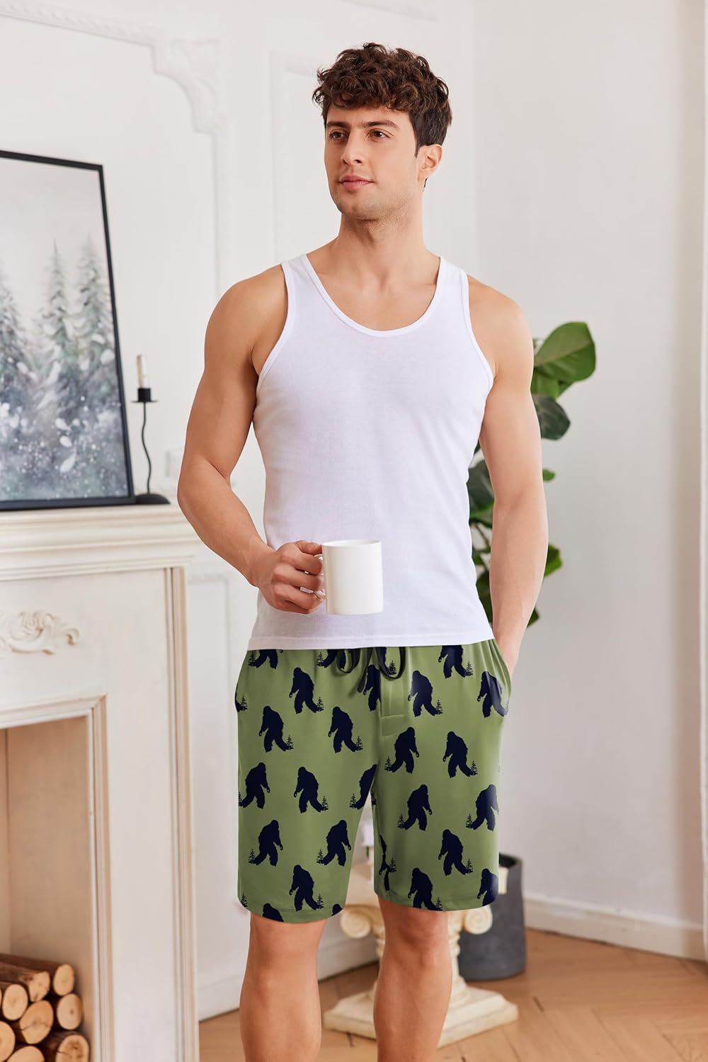 Ekouaer Men's Pajama Shorts Soft Sleepwear Bottoms Pj Shorts with Pocket