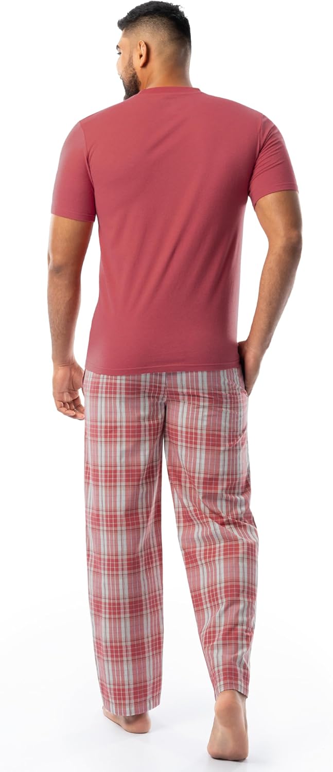 IZOD Men's Short Sleeve Jersey Top and Printed Pants Pajama Sleep Set