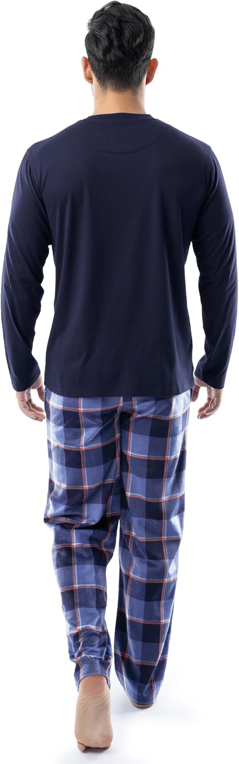 IZOD Men's Long Sleeve Jersey Top and Fleece Pants Sleep Pajama Set