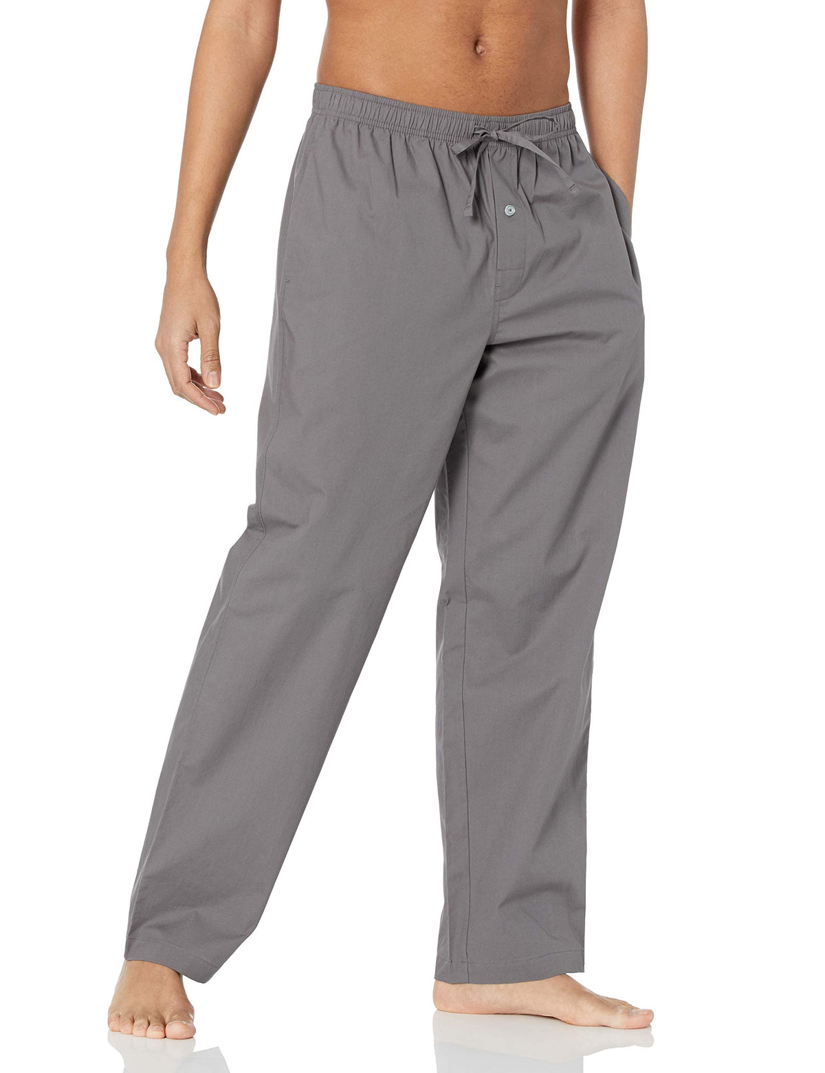 Amazon Essentials Men's Cotton Poplin Straight-Fit Pajama Pants with Pockets, Elastic Waist, Drawstring