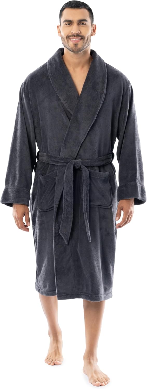Fruit of the Loom Men's Solid Plush Fleece Robe