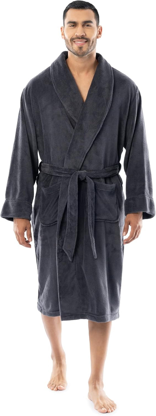 Fruit of the Loom Men's Solid Plush Fleece Robe