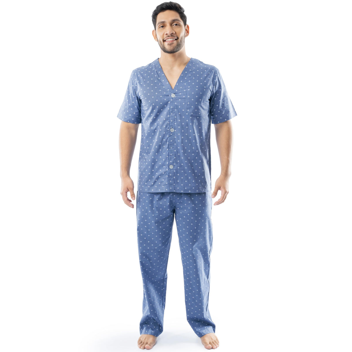 Fruit of the Loom Men's Broadcloth Short Sleeve Top and Long Pants Pajama Set