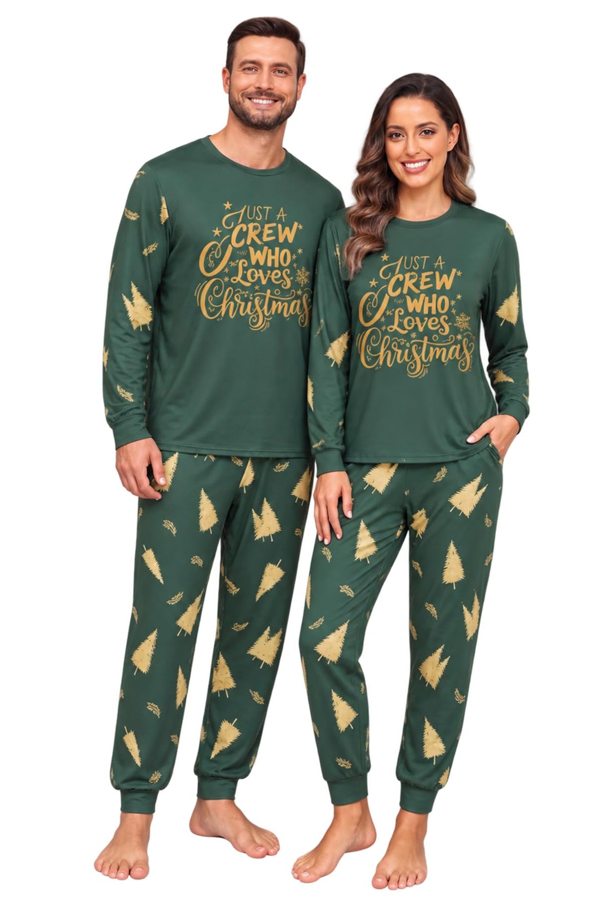PrinStory Pajamas Set for Men & Women Long Sleeve Soft Sleepwear S-2XL