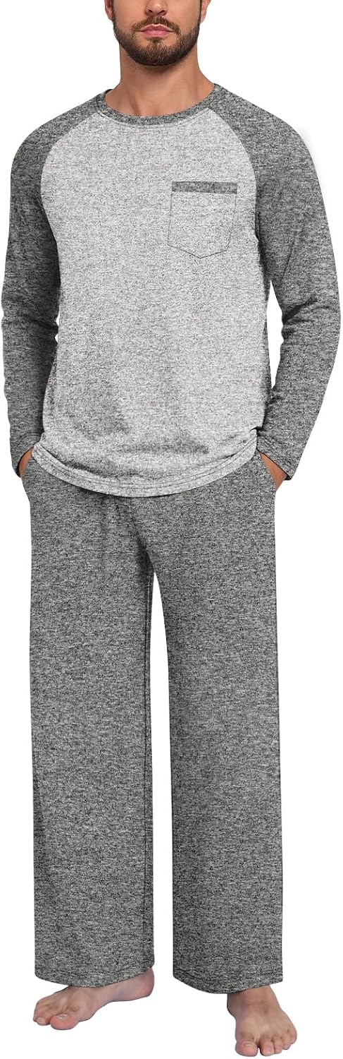 Aodemo Mens Pajamas Set 2 Piece Loungewear Soft Pjs Sets S-4XL
