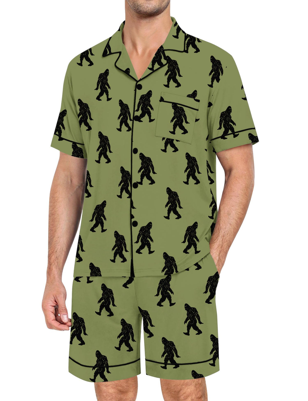 SWOMOG Mens Pajama Set Short Sleeve 2 PCS Sleepwear Button Down Soft Loungewear Modal Set Pj Set with Pockets S-3XL