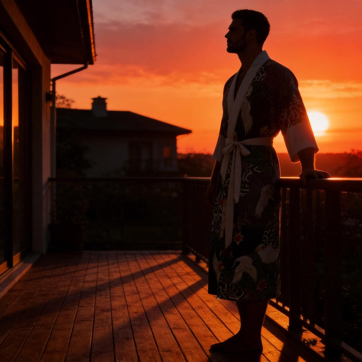 Mens Lightweight Soft Satin Kimono Lounge Bath Robe for Summer