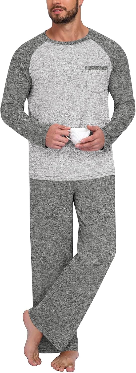 Aodemo Mens Pajamas Set 2 Piece Loungewear Soft Pjs Sets S-4XL