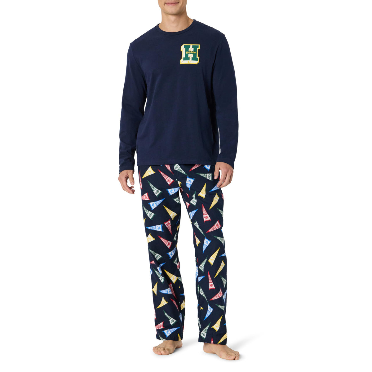 Amazon Essentials Men's 100% Cotton Flannel Pant and Long-Sleeve T-Shirt Pajama Set
