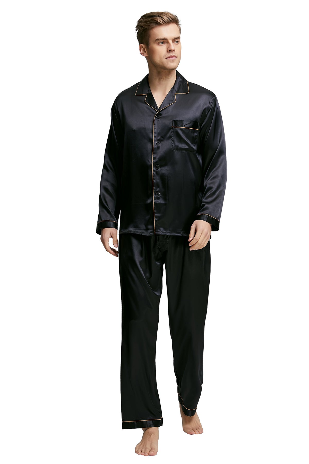 TONY & CANDICE Men's Classic Satin Pajama Set Sleepwear