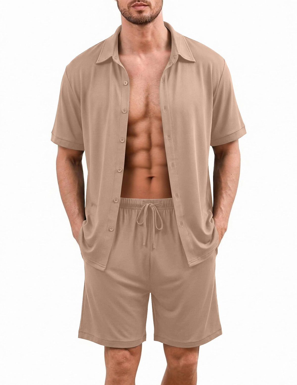 Ekouaer Men's Pajama Sets Button Down Summer Pjs Hawaiian Lounge Set XS-XXL