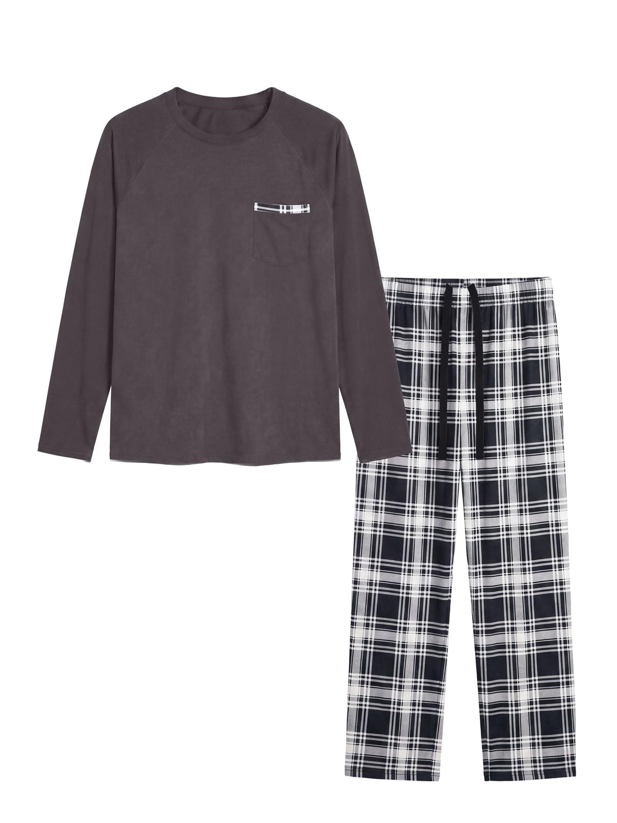 Mens Pajamas Set,Long Sleeve T Shirt Pjs Soft 2 Piece Loungewear With Pants