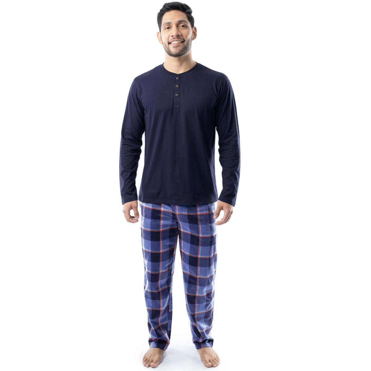 IZOD Men's Long Sleeve Jersey Top and Fleece Pants Sleep Pajama Set