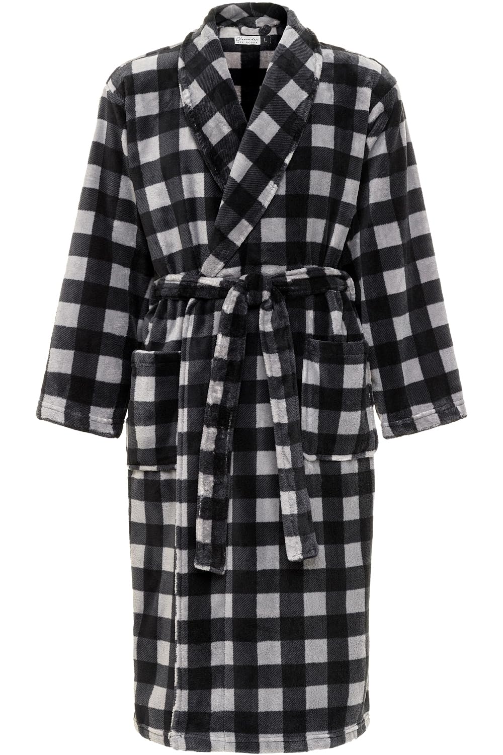 Men's Long Sleeve Lightweight Fleece Robe with Pockets, Bathrobe