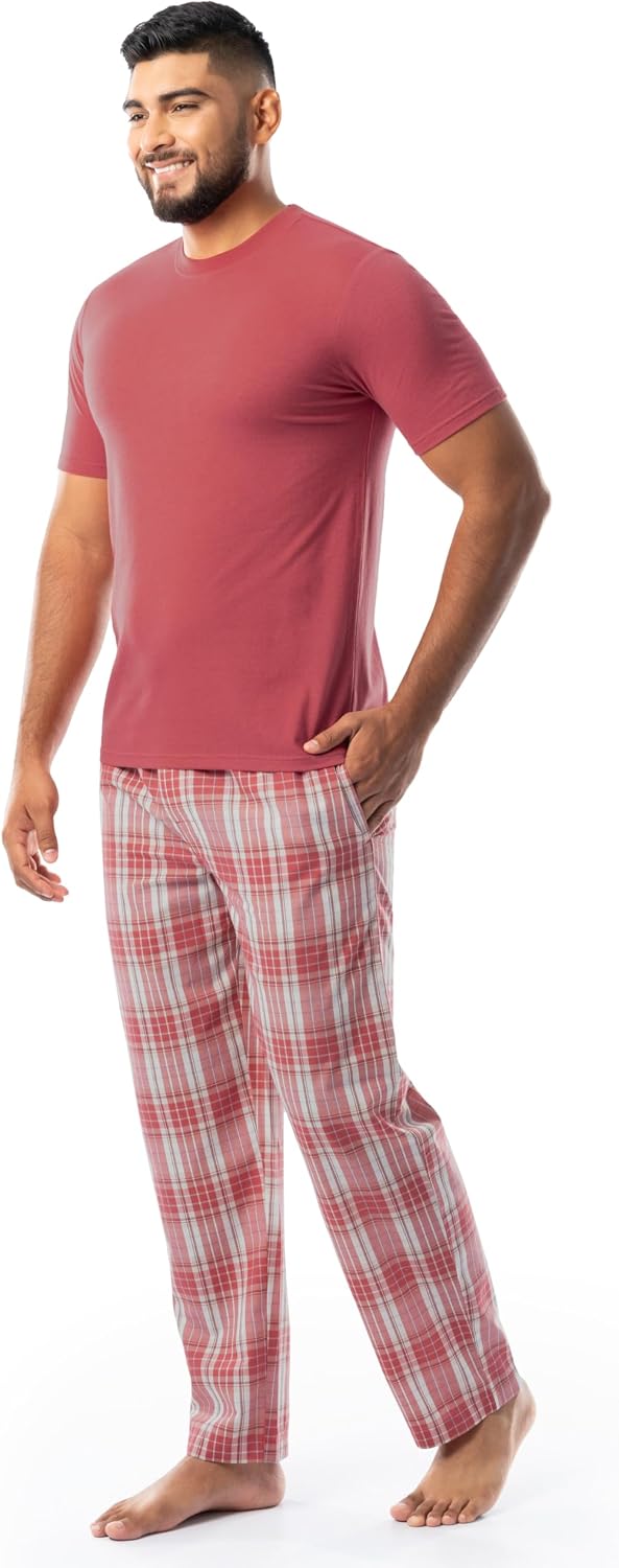 IZOD Men's Short Sleeve Jersey Top and Printed Pants Pajama Sleep Set